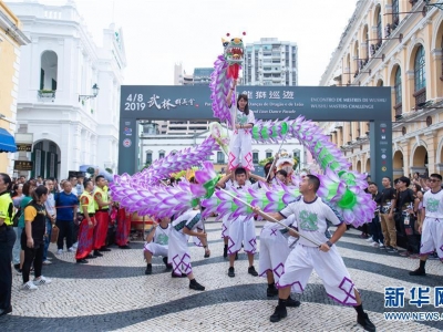 澳門(mén)“2019武林群英會(huì )”舉行武術(shù)龍獅巡游